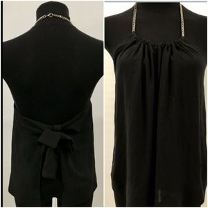 Express Black Chain Neck Tie Back Cami Blouse